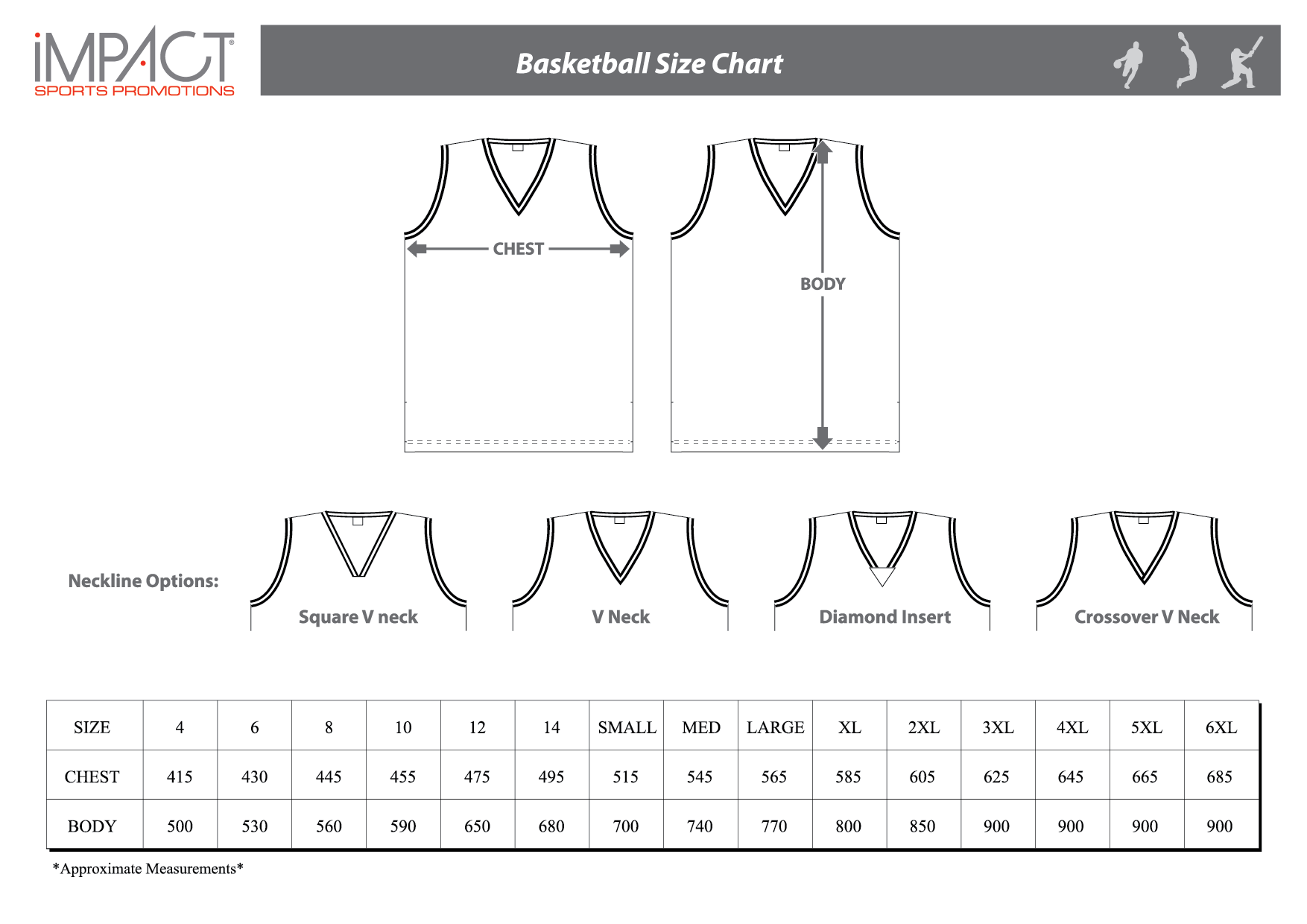 Basketball Uniform Size Chart