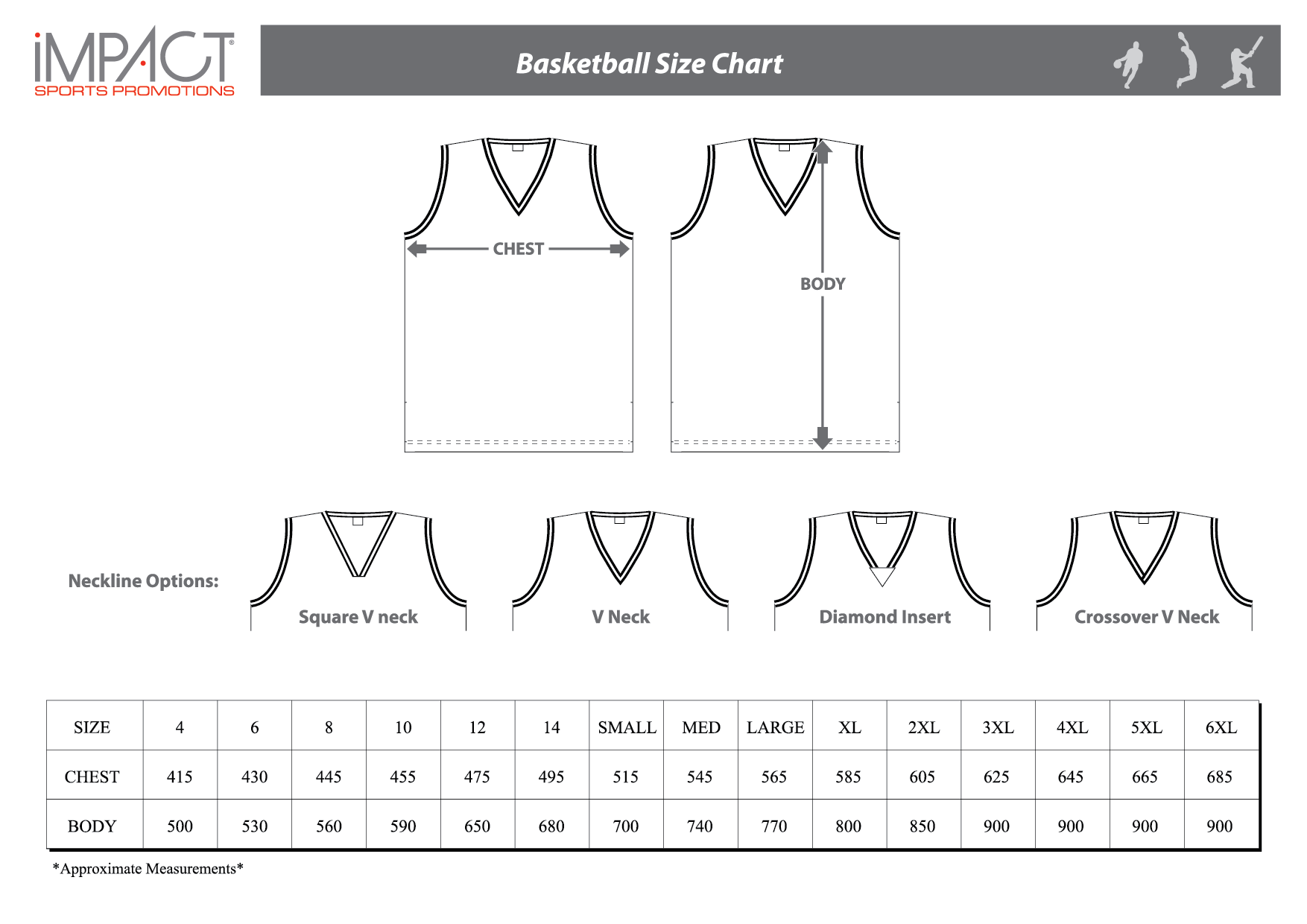 Impact SP Basketball Size Chart